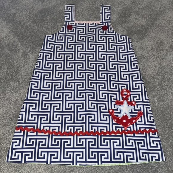 Shrimp & Grits Other - EUC Shrimp & Grits Kids Reversible Easter Anchor Dress  4th July - size 5